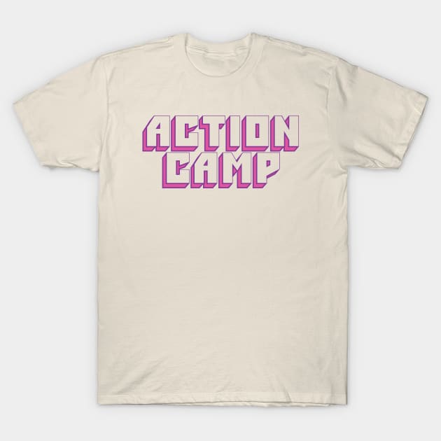 Action Camp Big Muff logo (Pink + Purple) T-Shirt by ActionCamp